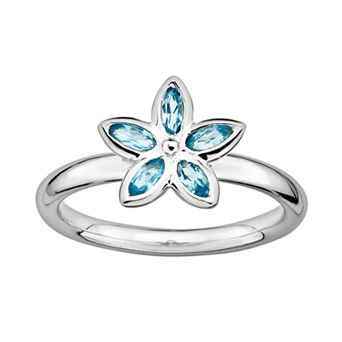 Stacks & Stones Sterling Silver Blue Topaz Flower Stack Ring