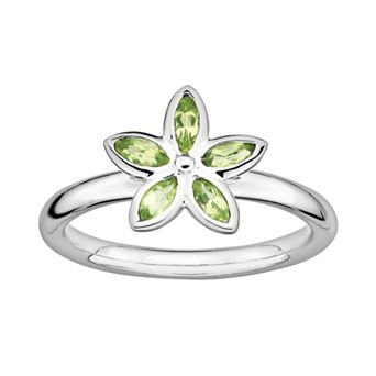 Stacks & Stones Sterling Silver Peridot Flower Stack Ring