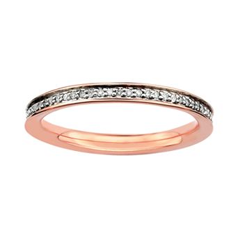 Stacks & Stones 18k Rose Gold Over Silver 1/5 ct T.W. Diamond Stack Ring