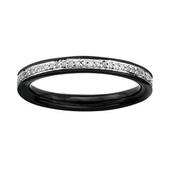Stacks & Stones Ruthenium-Plated Sterling Silver 1/5 ct T.W. Diamond Stack Ring