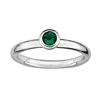Stacks & Stones Sterling Silver Lab-Created Emerald Stack Ring