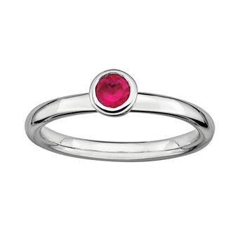 Stacks & Stones Sterling Silver Lab-Created Ruby Stack Ring
