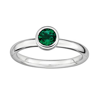 Stacks & Stones Sterling Sterling Silver Lab-Created Emerald Stack Ring