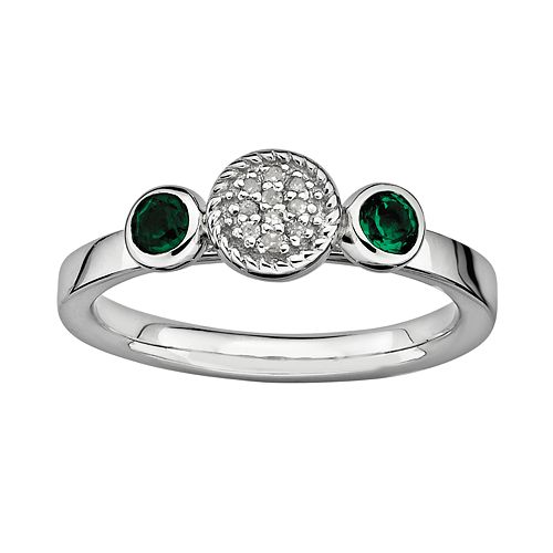 Stacks & Stones Sterling Sterling Silver Lab-Created Emerald & Diamond