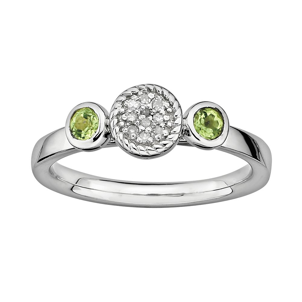 Stacks & Stones Sterling Sterling Silver Peridot & Diamond Accent Stack ...