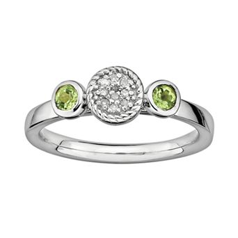 Stacks & Stones Sterling Sterling Silver Peridot & Diamond Accent Stack Ring