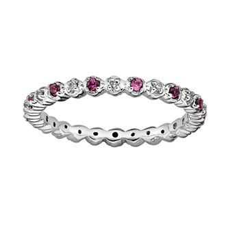 Stacks & Stones Sterling Silver Rhodolite Garnet & Diamond Accent Stack Ring
