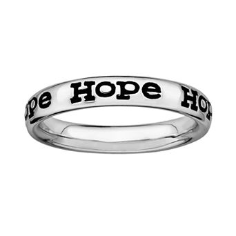 Stacks & Stones Sterling Silver Black Enamel "Hope" Stack Ring