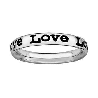 Stacks & Stones Sterling Silver Black Enamel "Love" Stack Ring