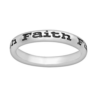 Stacks & Stones Sterling Silver Black Enamel "Faith" Stack Ring