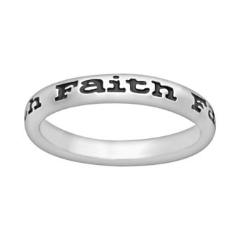 Stacks & Stones Sterling Silver Black Enamel "Faith" Stack Ring