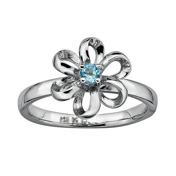 Blue topaz hot sale flower ring