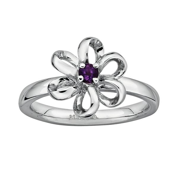 Stacks & Stones Sterling Silver Amethyst Flower Stack Ring