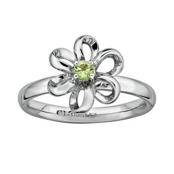 Stacks & Stones Sterling Silver Peridot Flower Stack Ring