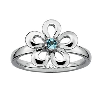 Stacks & Stones Sterling Silver Blue Topaz Flower Stack Ring