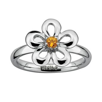 Stacks & Stones Sterling Silver Citrine Flower Stack Ring