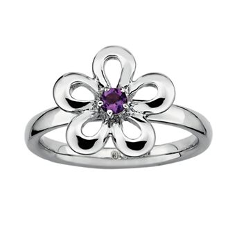 Stacks & Stones Sterling Silver Amethyst Flower Stack Ring