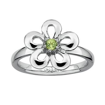 Stacks & Stones Sterling Silver Peridot Flower Stack Ring
