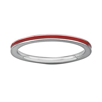 Stacks & Stones Sterling Silver Red Enamel Stack Ring
