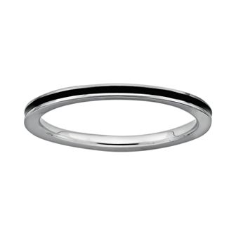 Stacks & Stones Sterling Silver Black Enamel Stack Ring