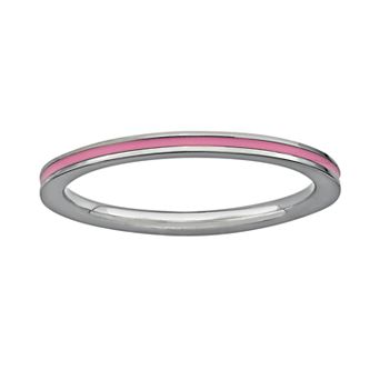 Stacks & Stones Sterling Silver Pink Enamel Stack Ring