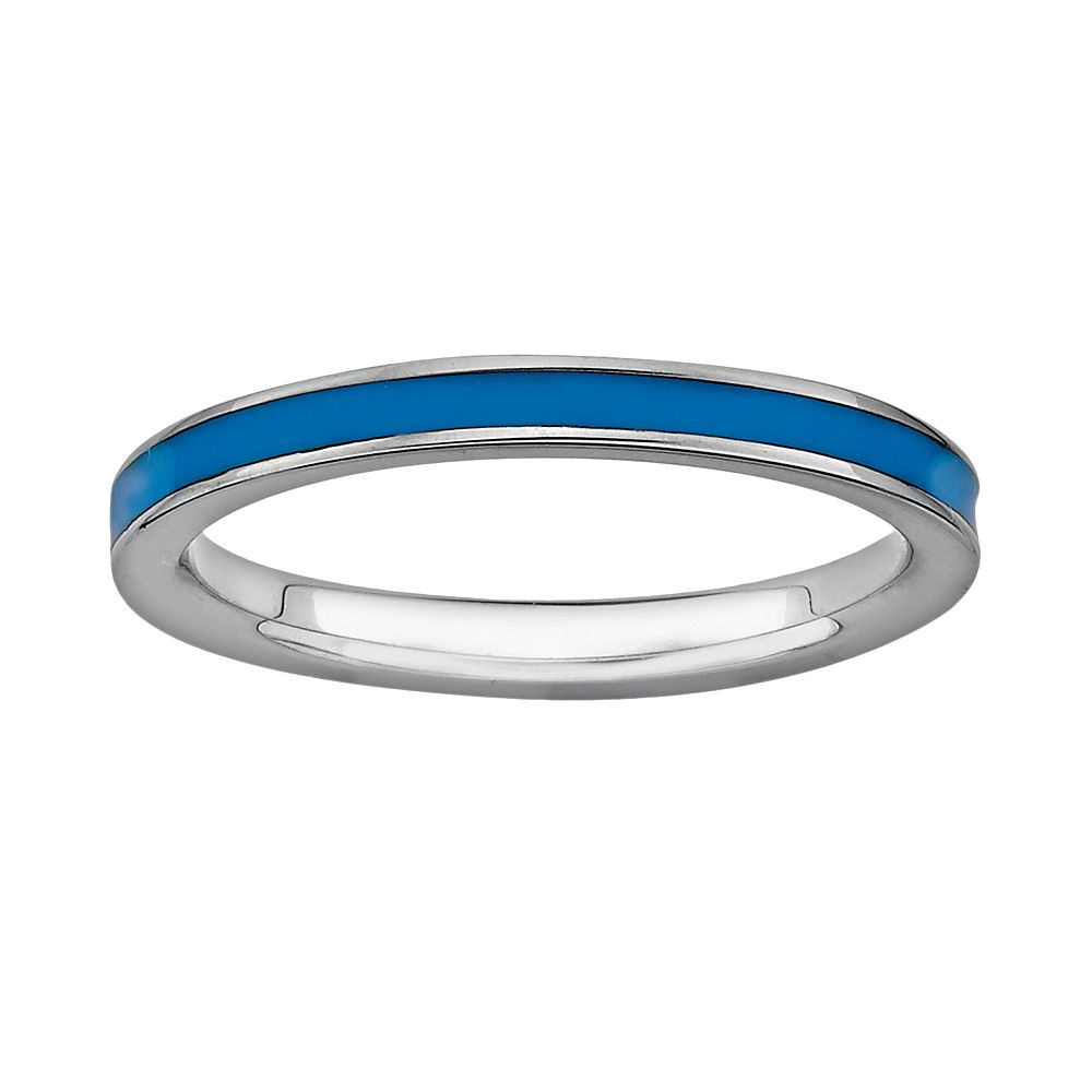Stacks & Stones Sterling Silver Blue Enamel Stack Ring