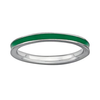 Stacks & Stones Sterling Silver Green Enamel Stack Ring