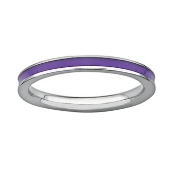 Stacks & Stones Sterling Silver Purple Enamel Stack Ring