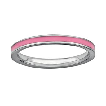 Stacks & Stones Sterling Silver Pink Enamel Stack Ring