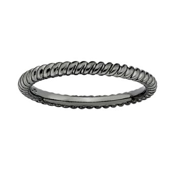 Stacks & Stones Ruthenium-Plated Sterling Silver Twist Stack Ring