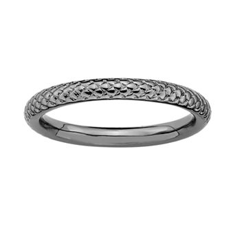 Stacks & Stones Ruthenium-Plated Sterling Silver Cable Stack Ring
