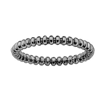 Stacks & Stones Ruthenium-Plated Sterling Silver Beaded Stack Ring