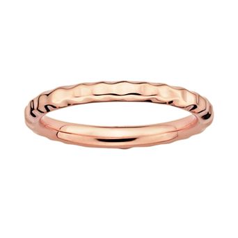 Stacks & Stones 18k Rose Gold Over Silver Hammered Stack Ring