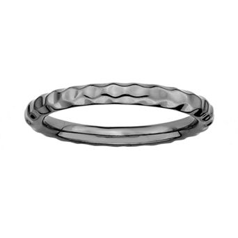 Stacks & Stones Ruthenium-Plated Sterling Silver Hammered Stack Ring