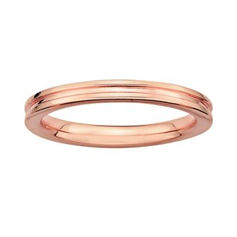 Stacks & Stones 18k Rose Gold Over Silver Grooved Stack Ring
