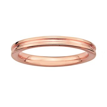 Stacks & Stones 18k Rose Gold Over Silver Grooved Stack Ring