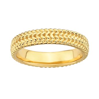 Stacks & Stones 18k Gold Over Silver Herringbone Stack Ring