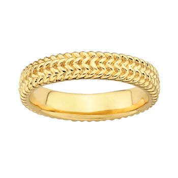 herringbone 18k stacks stones stack ring silver gold