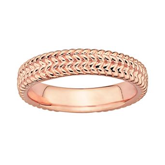 Stacks & Stones 18k Rose Gold Over Silver Herringbone Stack Ring