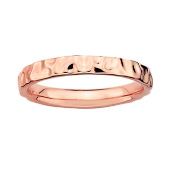 Stacks & Stones 18k Rose Gold Over Silver Hammered Stack Ring