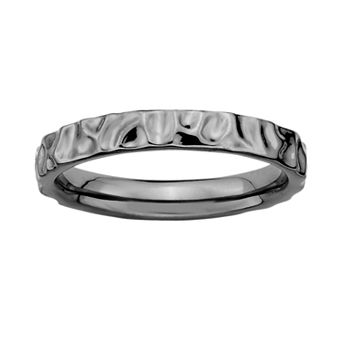 Stacks & Stones Ruthenium-Plated Sterling Silver Hammered Stack Ring