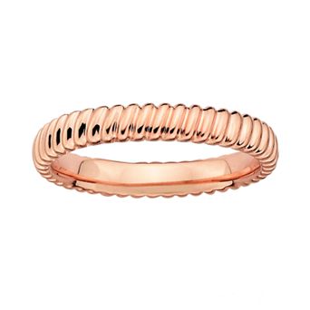 Stacks & Stones 18k Rose Gold Over Silver Ribbed Stack Ring