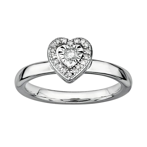 Stacks & Stones Sterling Silver 1/8-ct. T.W. Diamond Framed Heart Stack ...