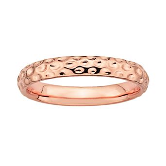 Stacks & Stones 18k Rose Gold Over Silver Hammered Stack Ring