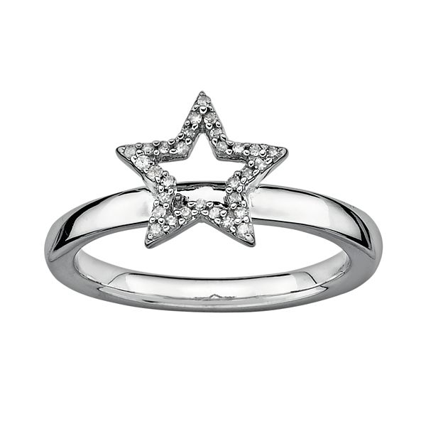 Stacks & Stones Sterling Silver 1/10-ct. T.W. Diamond Star Stack Ring