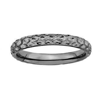Stacks & Stones Ruthenium-Plated Sterling Silver Hammered Stack Ring