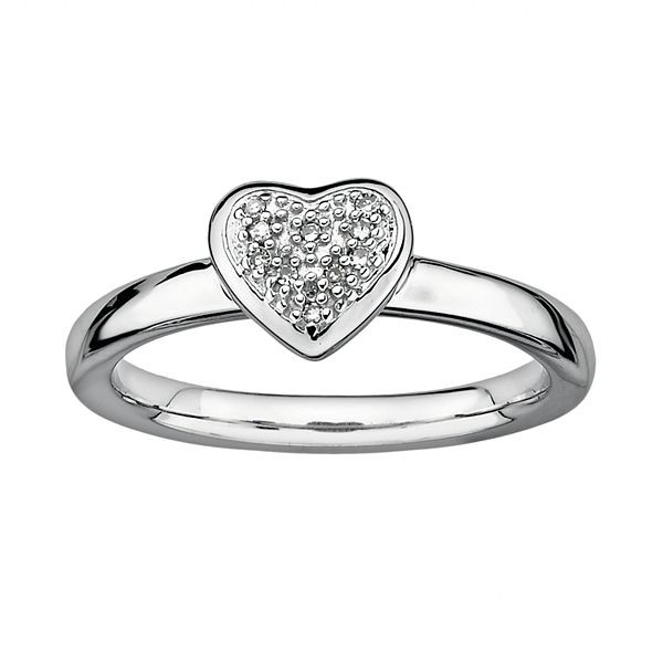 Stacks & Stones Sterling Silver Diamond Accent Heart Stack Ring