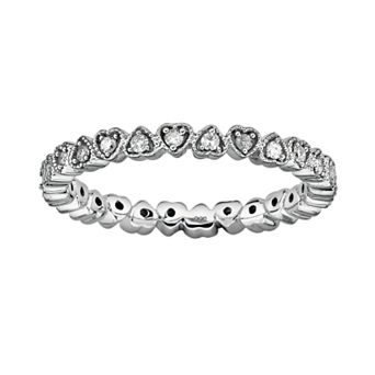 Stacks & Stones Sterling Silver 1/4 ct T.W. Diamond Heart Eternity Stack Ring