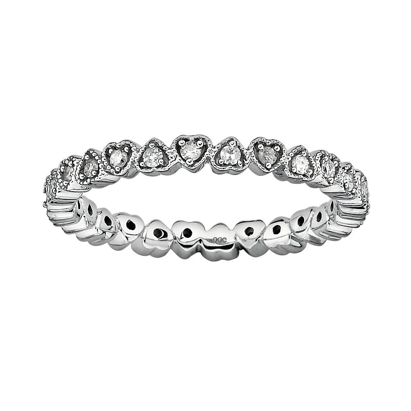 UPC 886774000046 product image for Stacks & Stones Sterling Silver 1/4-ct. T.W. Diamond Heart Eternity Stack Ring,  | upcitemdb.com