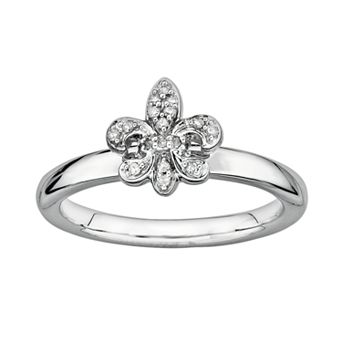 Stacks & Stones Sterling Silver Diamond Accent Fleur-de-Lis Stack Ring
